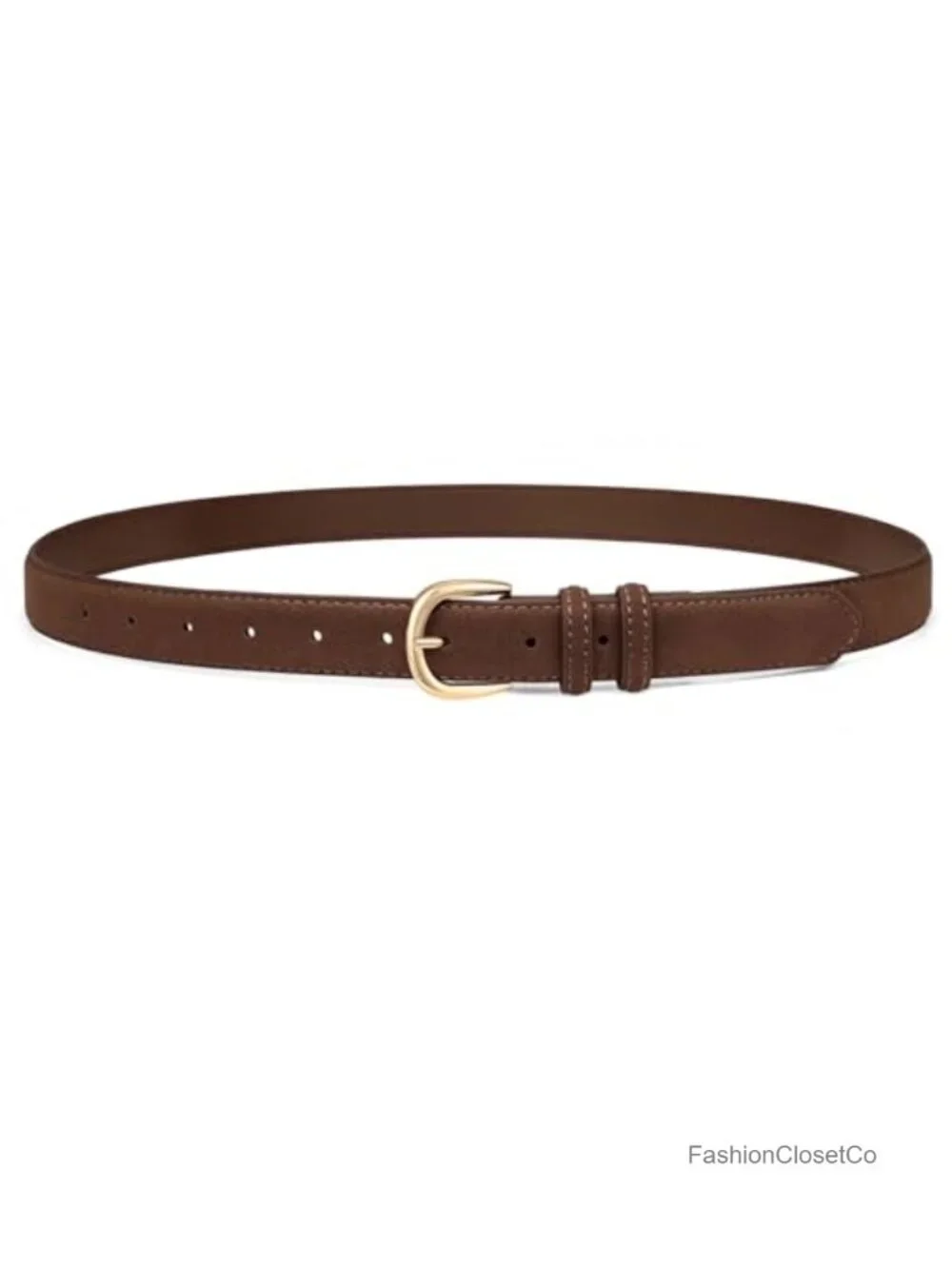 Women's Faux Suede Belt 1 Inch Fashion Waist Belt with Gold Buckle for Dresses